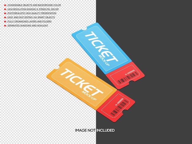 Mockup di biglietto realistico psd