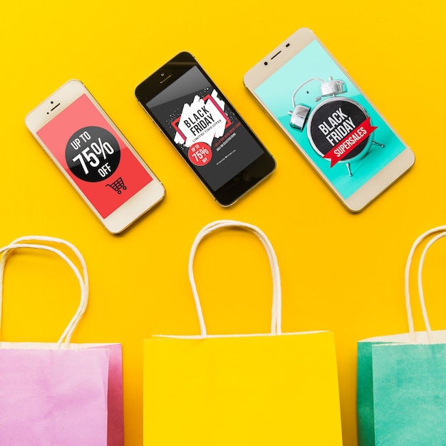 Mockup di Black Friday con smartphone