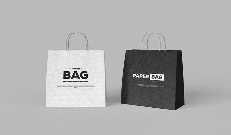 Mockup di borsa della spesa elegante in bianco e nero