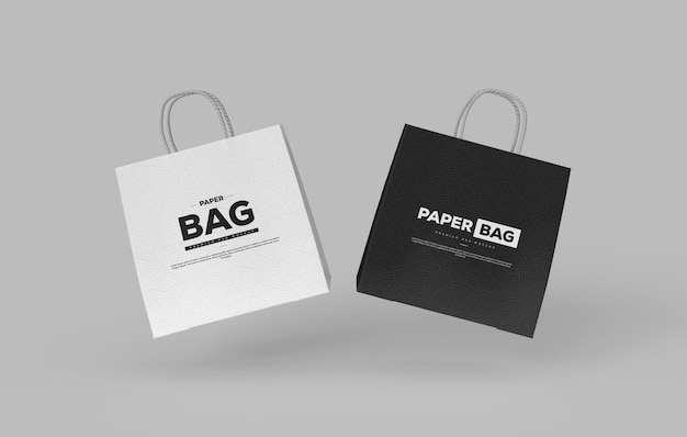 Mockup di borsa della spesa elegante in bianco e nero