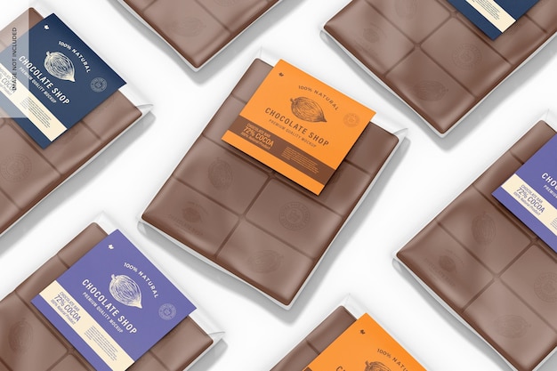 Mockup di borsa di cioccolato quadrata