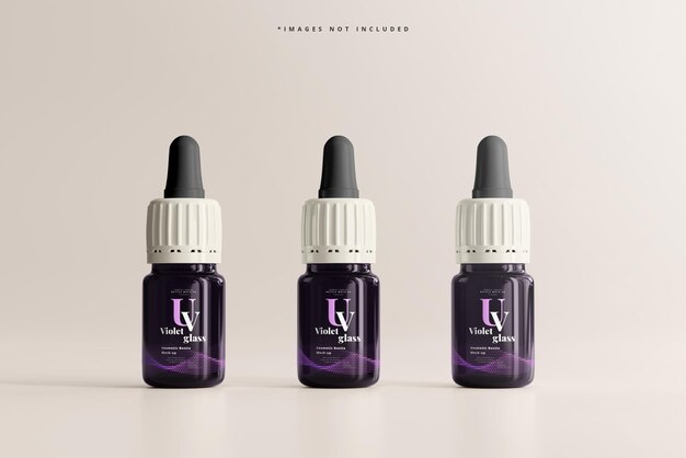 Mockup di bottiglia contagocce piccola in vetro UV