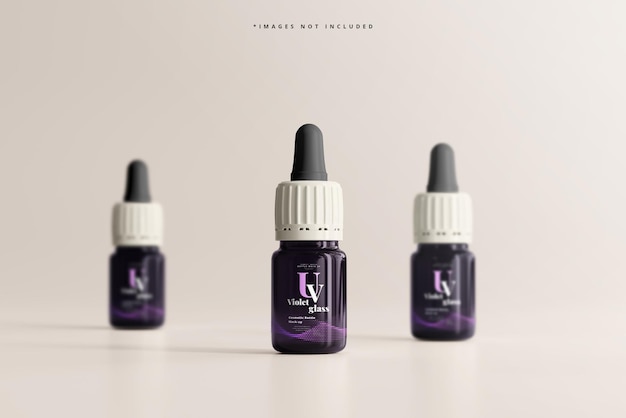 Mockup di bottiglia contagocce piccola in vetro UV