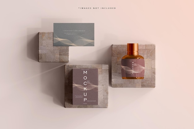 Mockup di bottiglia cosmetica in vetro ambrato