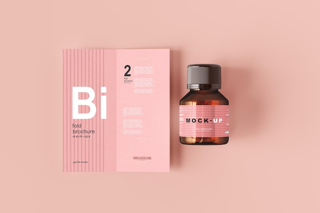 Mockup di bottiglia cosmetica in vetro ambrato