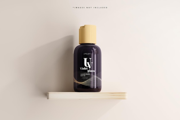 Mockup di bottiglia cosmetica in vetro UV