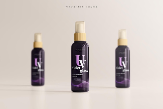 Mockup di bottiglia cosmetica in vetro UV