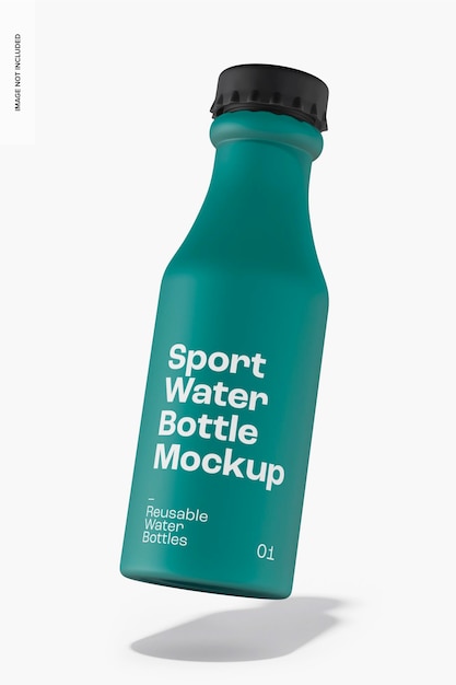 Mockup di bottiglia d'acqua sportiva, caduta