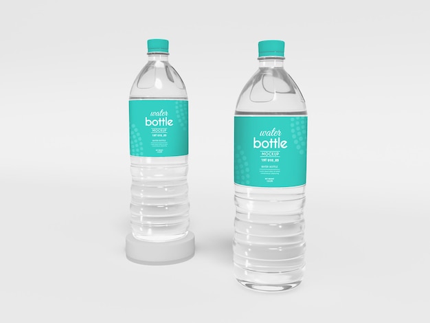 Mockup di bottiglia di acqua minerale in plastica trasparente usa e getta