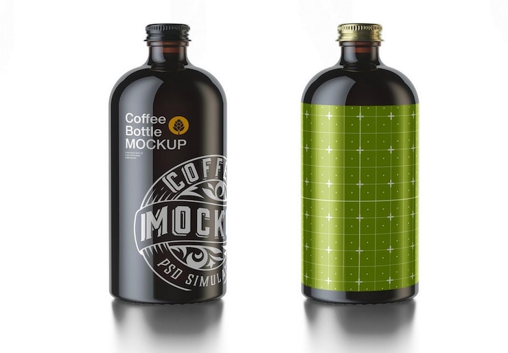 PSD mockup di bottiglia di caffè freddo