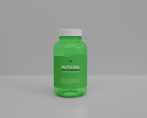 Mockup di bottiglia di medicina in vetro