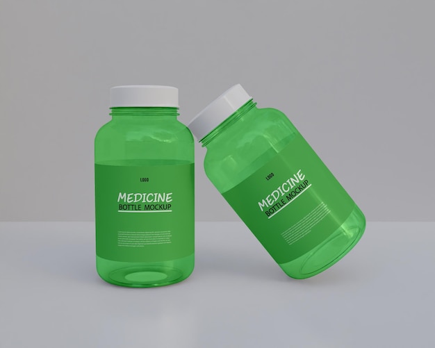 Mockup di bottiglia di medicina in vetro