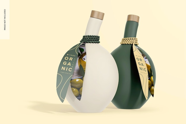 Mockup di bottiglia di olio d'oliva rotonda