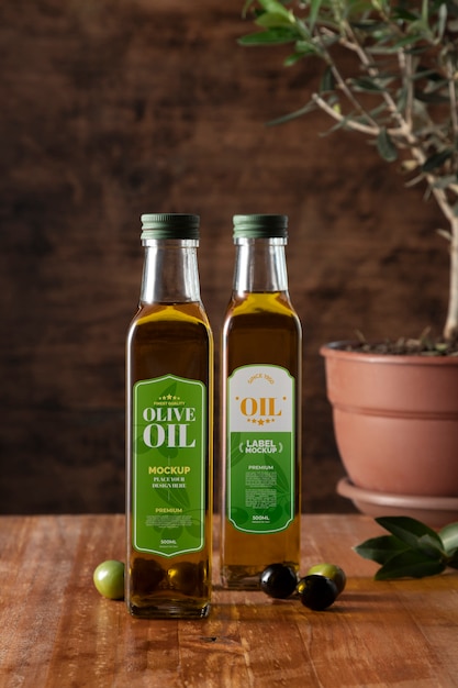 Mockup di bottiglia di olio d'oliva