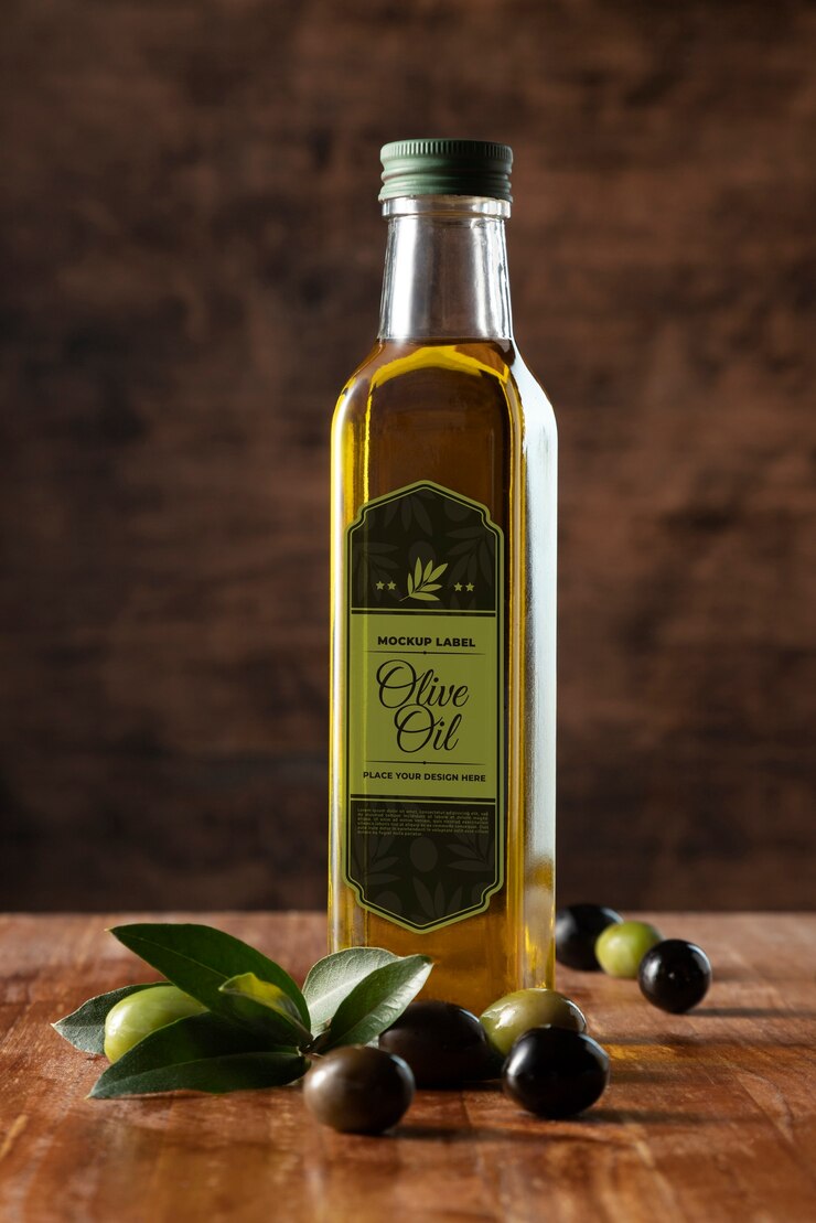 PSD mockup di bottiglia di olio d'oliva