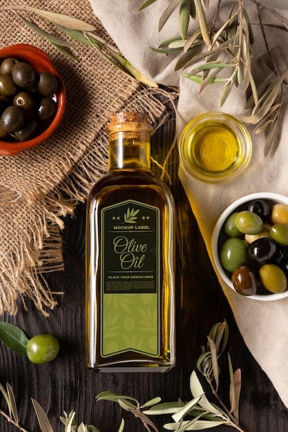 Mockup di bottiglia di olio d'oliva