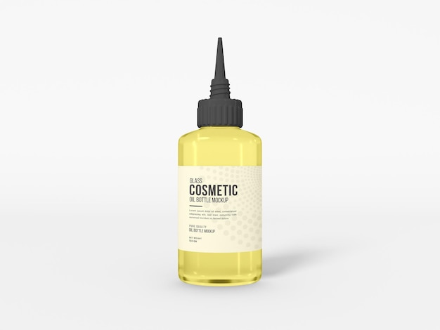 Mockup di bottiglia di olio di vetro cosmetico