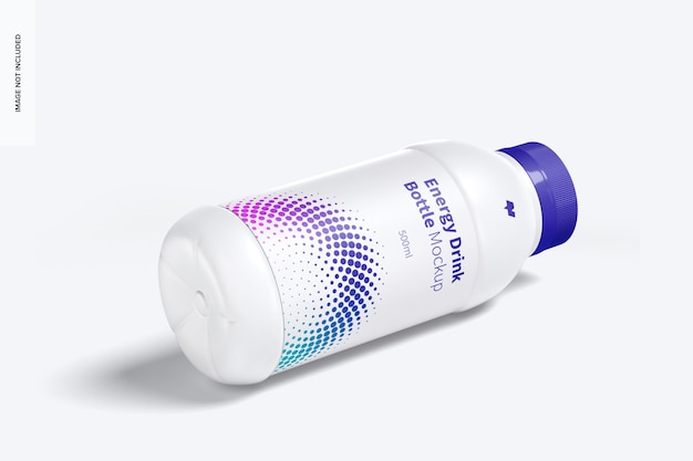 Mockup di bottiglia di plastica della bevanda energetica, caduto