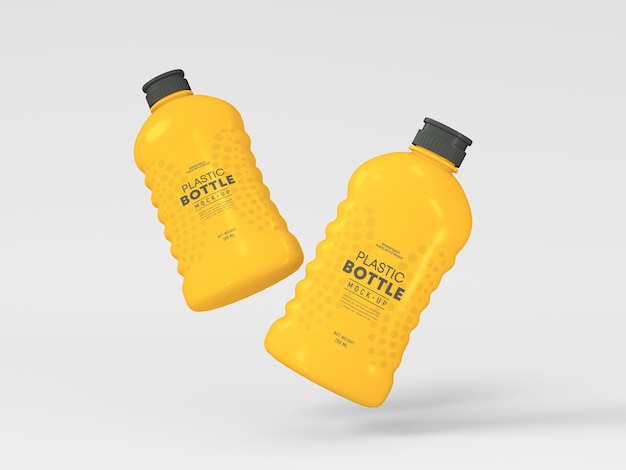 Mockup di bottiglia di plastica lucida