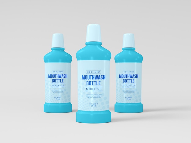 Mockup di bottiglia di plastica per colluttorio