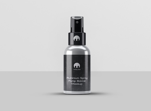 mockup di bottiglia di pompa spray in alluminio