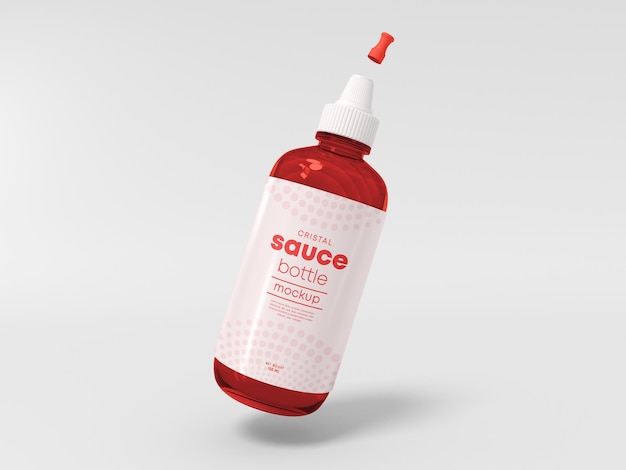 Mockup di bottiglia di salsa di plastica