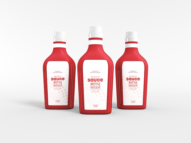 Mockup di bottiglia di salsa di vetro lucido