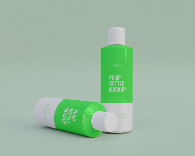 Mockup di bottiglia di shampoo con pompa