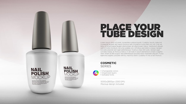 mockup di bottiglia di smalto per unghie