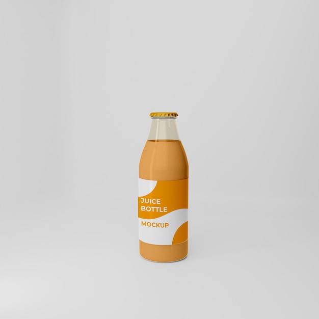 mockup di bottiglia di succo d'arancia 3d completamente modificabile