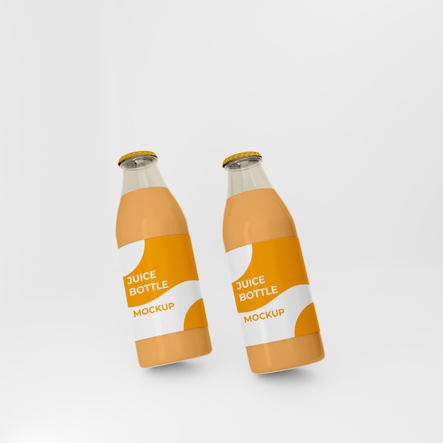 mockup di bottiglia di succo d'arancia 3d completamente modificabile