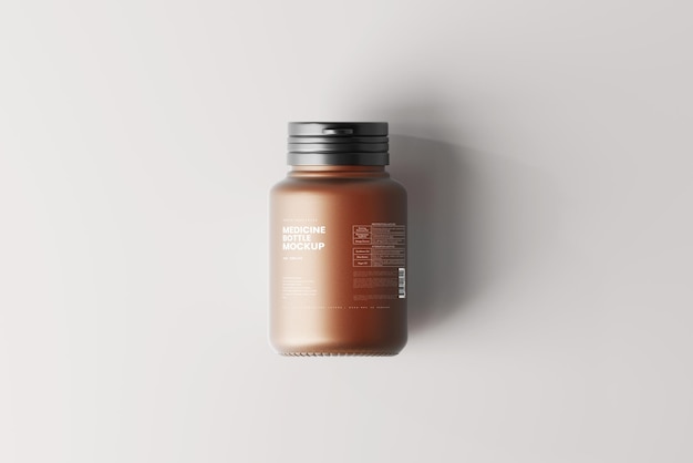 Mockup di bottiglia di vetro ambrato smerigliato