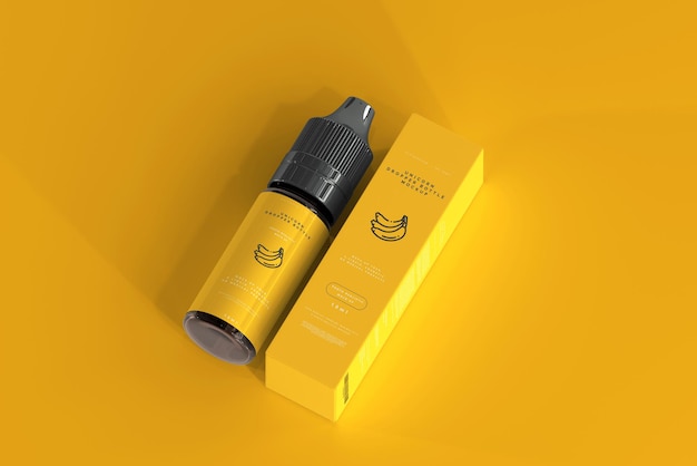 Mockup di bottiglia e scatola contagocce unicorno