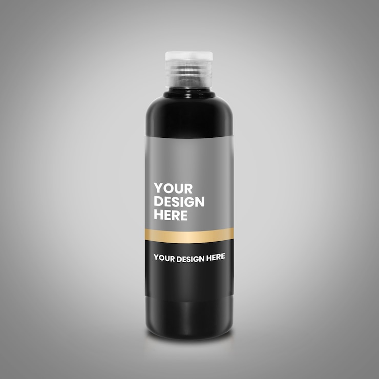 PSD mockup di bottiglia nera