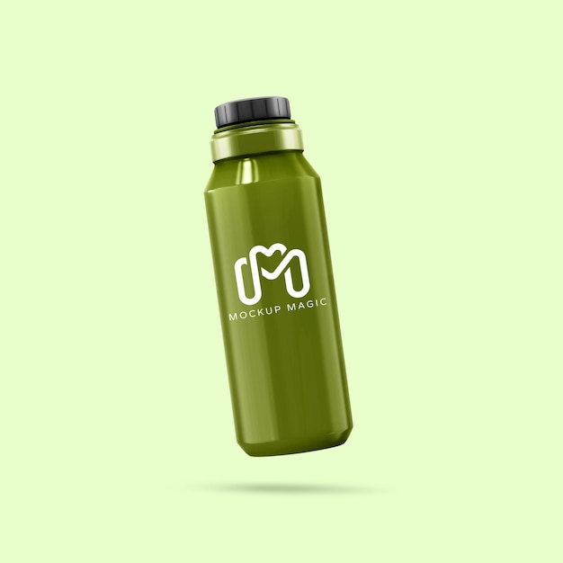 Mockup di bottiglia verde con bevanda