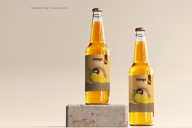 Mockup di bottiglie di bevande in vetro