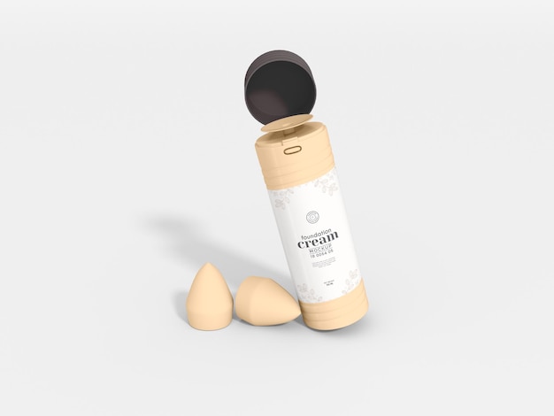 Mockup di branding del contenitore della pompa per fondotinta cosmetico