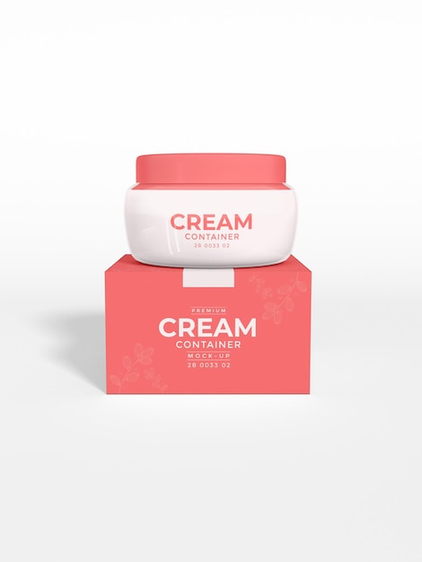 Mockup di branding del contenitore per crema cosmetica in vetro lucido trasparente