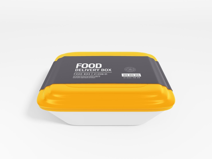 PSD mockup di branding del contenitore per la consegna di cibo da asporto