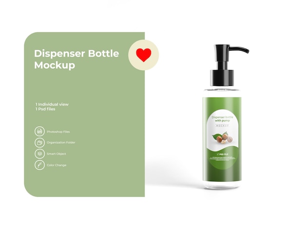Mockup di branding della bottiglia della pompa cosmetica in plastica trasparente lucida isolato