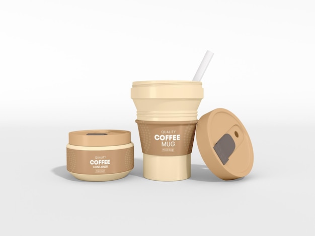 Mockup di branding della tazza di caffè in plastica