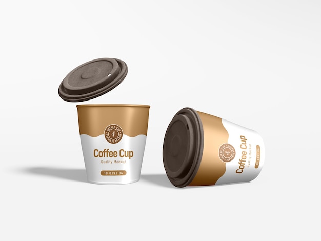 Mockup di branding per tazza da caffè in plastica lucida da asporto