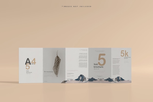 Mockup di brochure a cinque pieghe in formato A4