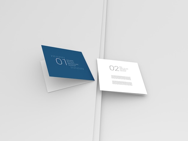 Mockup di brochure a due pieghe quadrate Minimal