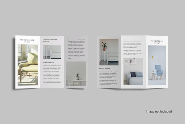Mockup di brochure a tre ante imposta la vista dall'alto