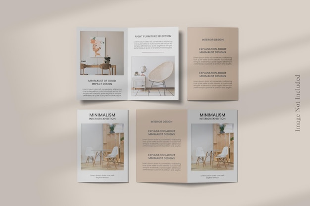 Mockup di brochure bifold A4 con sovrapposizione di ombre