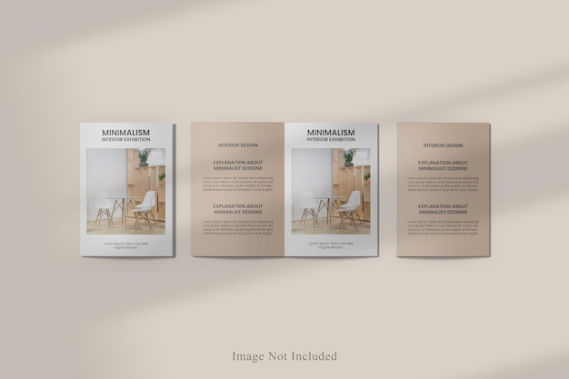 Mockup di brochure bifold A4 con sovrapposizione di ombre