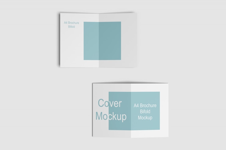 PSD mockup di brochure bifold a4