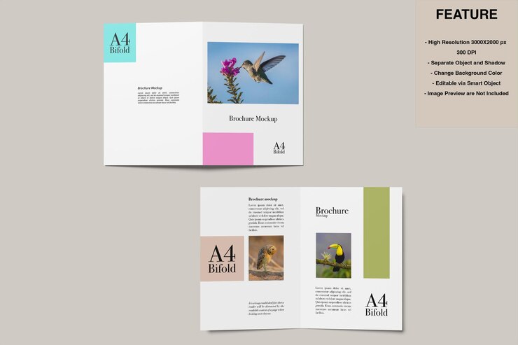 PSD mockup di brochure bifold a4