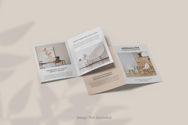 Mockup di brochure bifold A4A5 con sovrapposizione di ombre